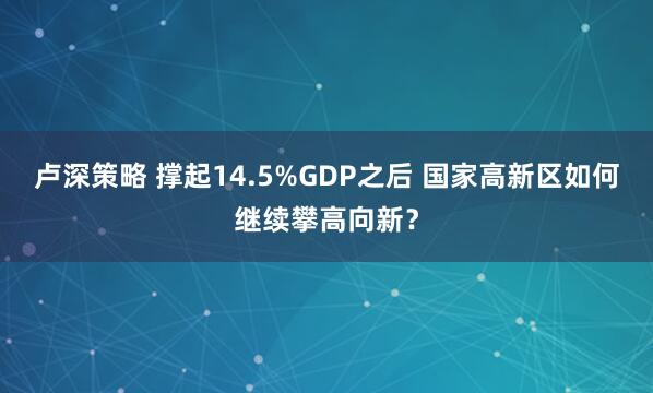 卢深策略 撑起14.5%GDP之后 国家高新区如何继续攀高向新？
